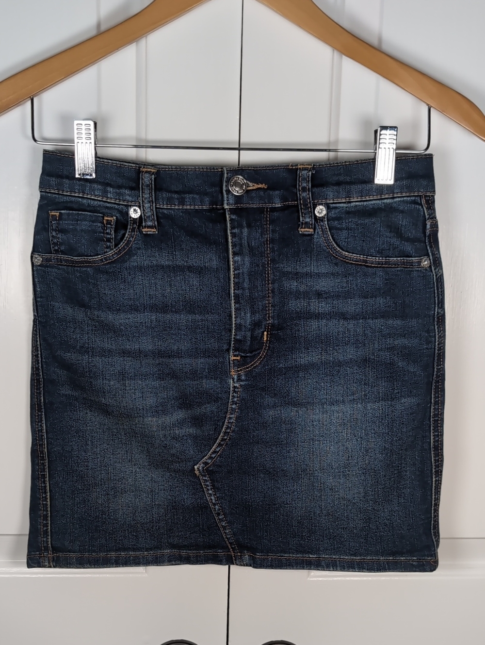 Free People We The Free Teagan Dark Wash Asymmetrical Denim Jean Mini Skirt 26